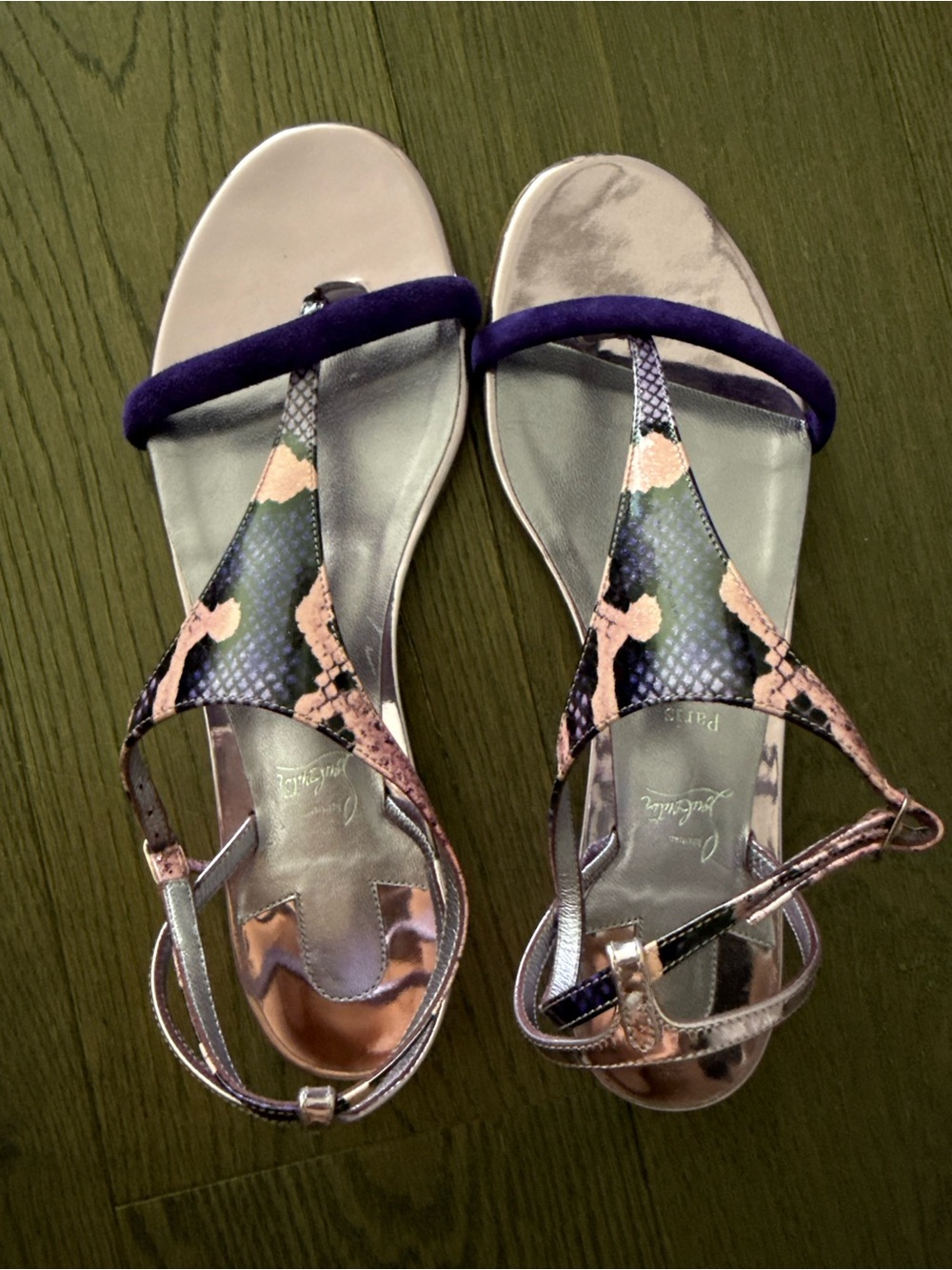 Christian Louboutin Purple Snake Skin Strappy Flat Sandals. Like New - Picture 2 of 10